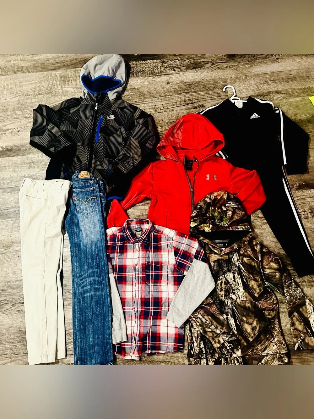 SIZE 7 BOY BUNDLE- Nike, Under Armor,, Levi’s, Adidas